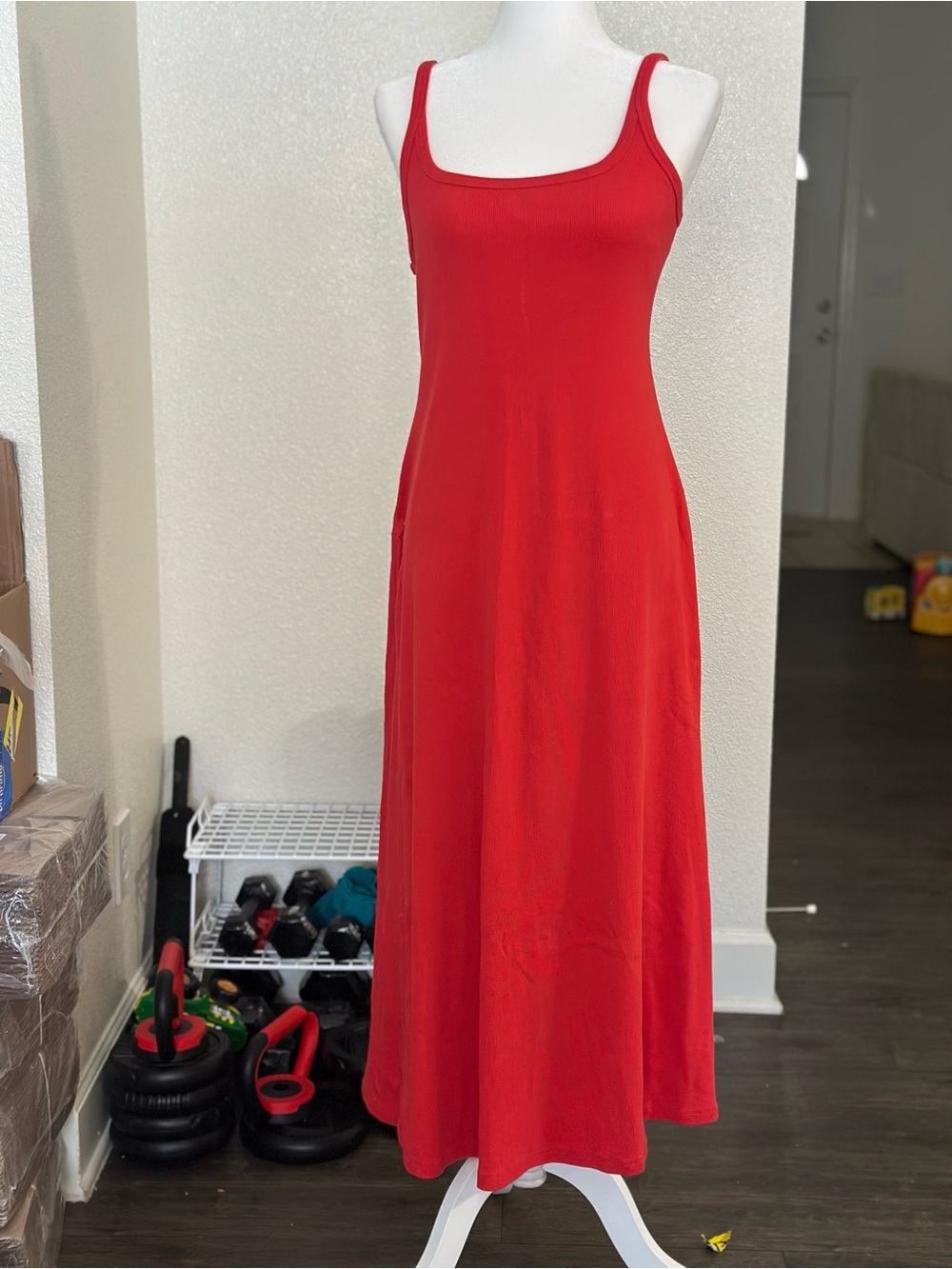 Old Navy Red Scoop Neck Maxi Dress